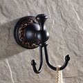 Leyden Black Brass Antique Bathroom Accessories Double Robe Hook Coat Hanger Towel Clothes Oil Rubbed Bronze