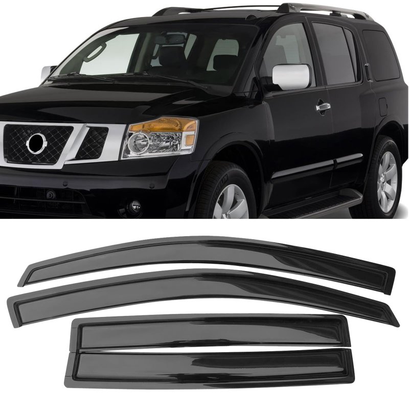 Window Visor For 2004-2016 Nissan Armada Acrylic Unpainted Black Sun Rain Shade Guard Wind Vent Air Deflector By Ikon