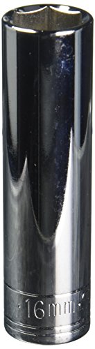 Sk Professional Tools 40016 1 2 In Drive 6-point Metric Deep Chrome Socket A 16 Mm Cold Forged Steel With Superkrome Finish