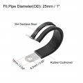 Uxcell 1 25mm Cable Clamp 304 Stainless Steel Rubber Cushioned Insulated R Shape Metal 5pcs