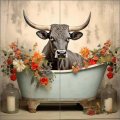 Longhorn Ceramic Tile Backsplash Playful Animal Bath Art By Lazar Studio Bathroom Shower Murala 12 In X On 6 Tiles 
