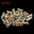 Uxcell Multi-grip Rivet-nut M5 Pre-bulbed Shank Carbon Steel Color-zinc-plated Flat Head Threaded Insert Nut 30pcs