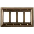 Amerelle 94r4bb Continental Cast Metal Wallplate With 4 Rocker Brushed Brass 