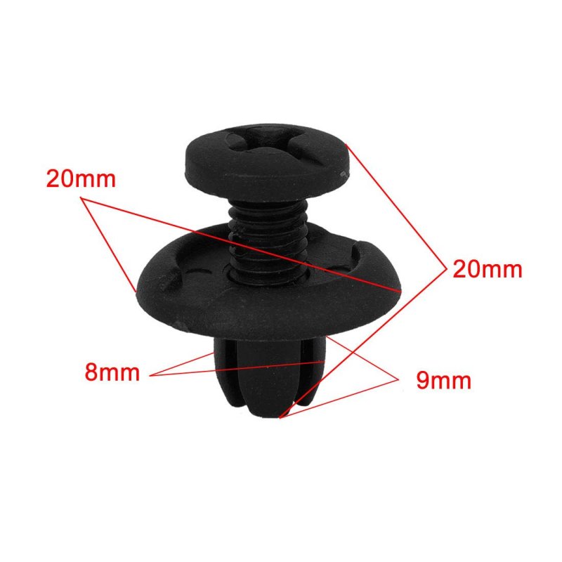 A14040200ux0009 Black Clips Rivets Fastener 50 Pack