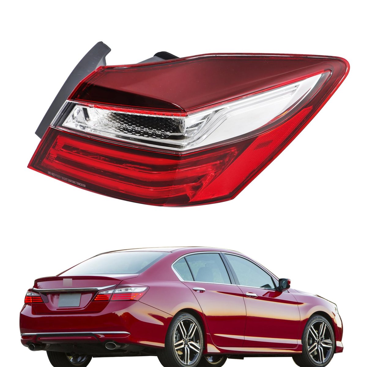 Right Tail Light Brake Lamp Assembly For Honda Accord Sedan 2016 2017 Passenger Side Replacement 33500t2aa21 Ho2805108 Red And