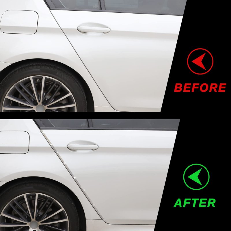 Bling Car Door Guard Crash Bumper Crystal Anti Scratch Strip Sticker 4 Pack Ab White Rhinestone Protector For Interior And