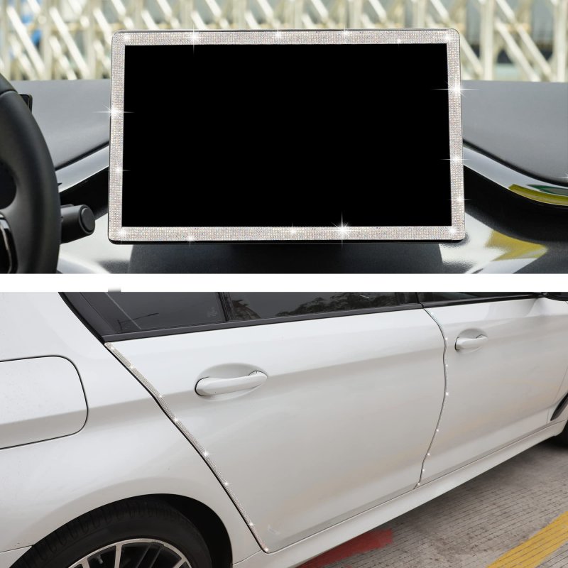 Bling Car Door Guard Crash Bumper Crystal Anti Scratch Strip Sticker 4 Pack Ab White Rhinestone Protector For Interior And
