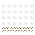 24pcs 90 Degree Plastic Corner Braces 14x13x9mm Nylon Shelf Right Angle Brackets With Screws For Cabinets Cupboards White 