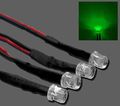 100pcs X 5mm Green Flat Top Pre-wired Led 20cm 12v