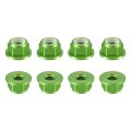 Nylon Insert Hex Lock Nuts 8pcs M4 X 0 7mm Aluminum Alloy Self-locking Anodizing Flange Nut For Fasteners Green 