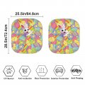 Scrawlgod Smiling Rabbit Cute Windshield Sunshades 2 Pieces Set Decorative Auto Window Easter Theme Sun Visor Protector For