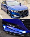 Akasaka 5 Pieces Design Painted Still Night Pearl Blue Front Bumper Splitter Glossy Black Lip Spoiler Kit Compatible With