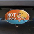 Hot Mama Mother With Kids At The Beach Pool Oval Tow Trailer Hitch Cover Plug Insert