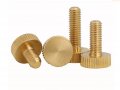 Hscrstar Brass Knurl Flat Head Hand Tighten Thumb Screw Curtain Wall Glass M4x22mm 5pcs