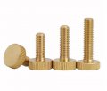 Hscrstar Brass Knurl Flat Head Hand Tighten Thumb Screw Curtain Wall Glass M4x22mm 5pcs