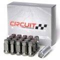 Circuit Performance Forged Steel Extended Hex Lug Nut For Aftermarket Wheels 1 2 -20 Hyper Black 20 Piece Set Tool