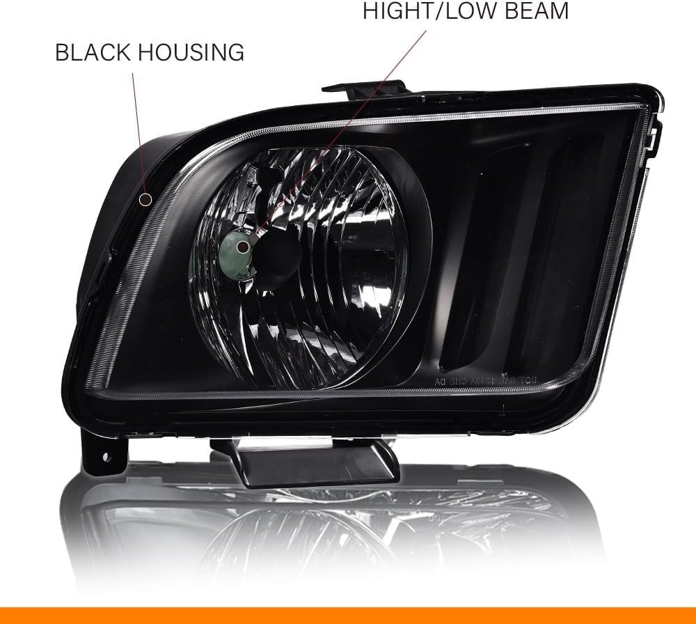 Headlights Assembly For Ford Mustang 2005-2009 4r3z13008aa 4r3z13008ab Bumper Headlamps Left Right Clear Lens Black Housing