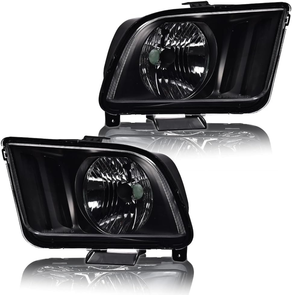 Headlights Assembly For Ford Mustang 2005-2009 4r3z13008aa 4r3z13008ab Bumper Headlamps Left Right Clear Lens Black Housing
