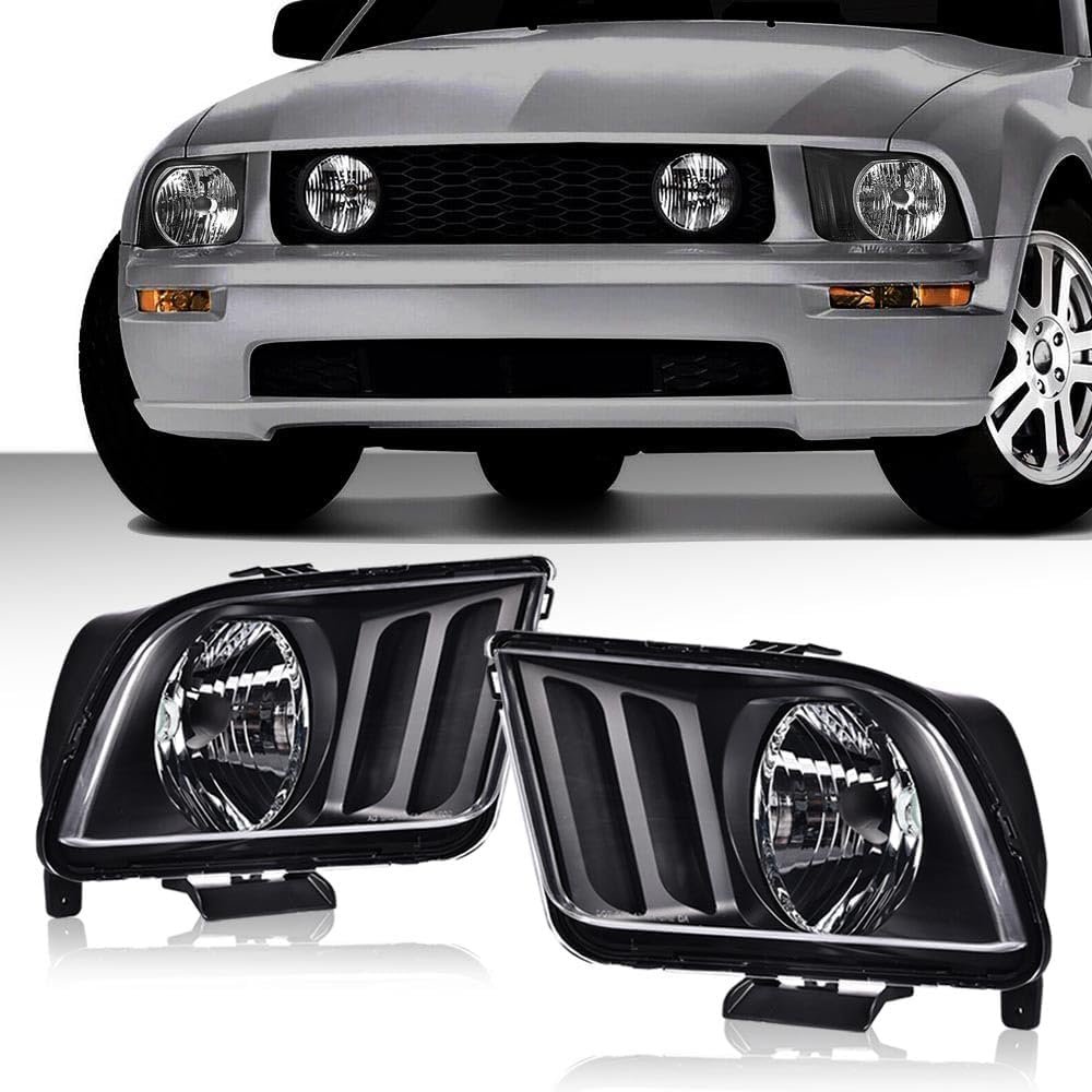Headlights Assembly For Ford Mustang 2005-2009 4r3z13008aa 4r3z13008ab Bumper Headlamps Left Right Clear Lens Black Housing