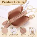 Genuine Leather Car Key Fob Case Universal Holder Double Layer Zipper Bag For Men Women Pink