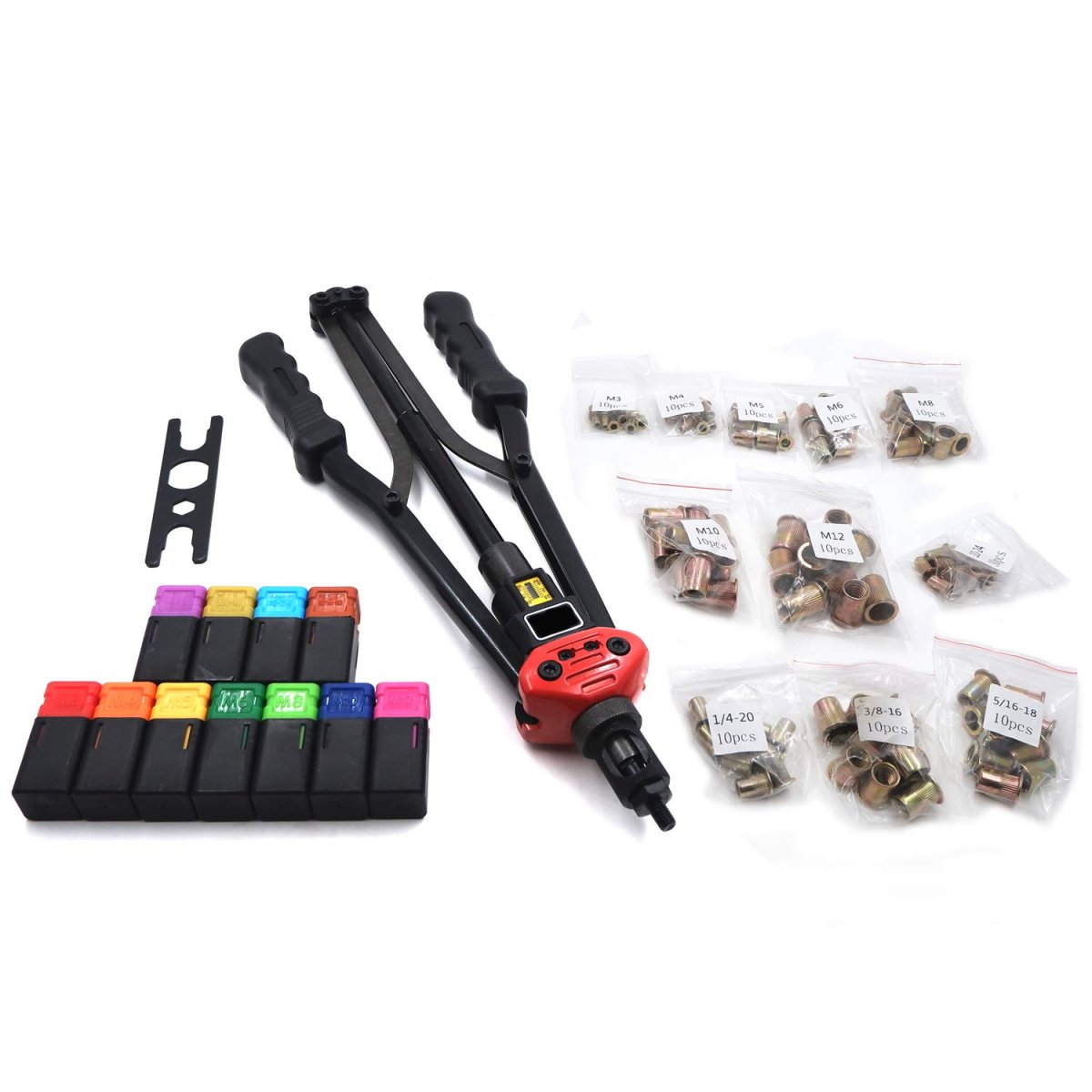 Hand Nut Riveter 17 In Rivet Gun Kit Rivnut Thread Setting Tool Setter Nutsert Metric Sae Riveting Et-tool1-bt604-bk