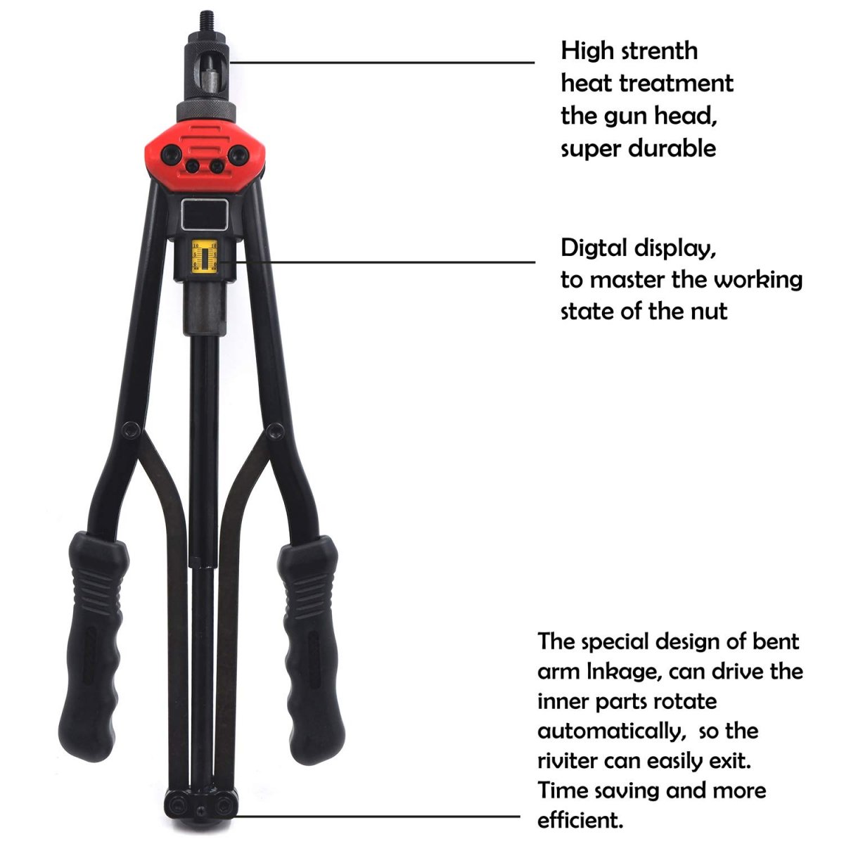 Hand Nut Riveter 17 In Rivet Gun Kit Rivnut Thread Setting Tool Setter Nutsert Metric Sae Riveting Et-tool1-bt604-bk
