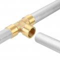 Uxcell Brass Tee Swivel Pipe Fitting 3 4 Npt Male X Female Male Way T-connector Coupler For Air Conditioner Refrigeration