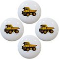 Yellow Dump Truck Ceramic Cabinet Drawer Pulls Knobs Set Of 4 