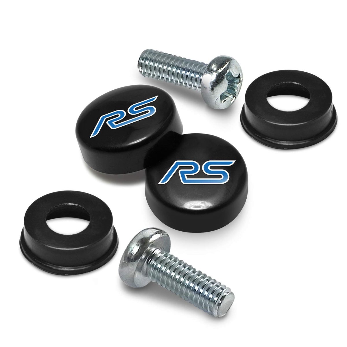 Ford Focus Rs On Black Abs Plastic License Plate Frame Screw Covers