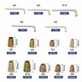 Uxcell 215pcs M4 M5 M6 M8 M10 Threaded Inserts Nuts Assortment Tool Zinc Alloy Hex Socket Furniture Bolt Fastener Connector For