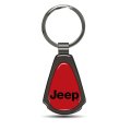 Jeep On Red Dome Dark Gunmetal Metal Teardrop Key Chain