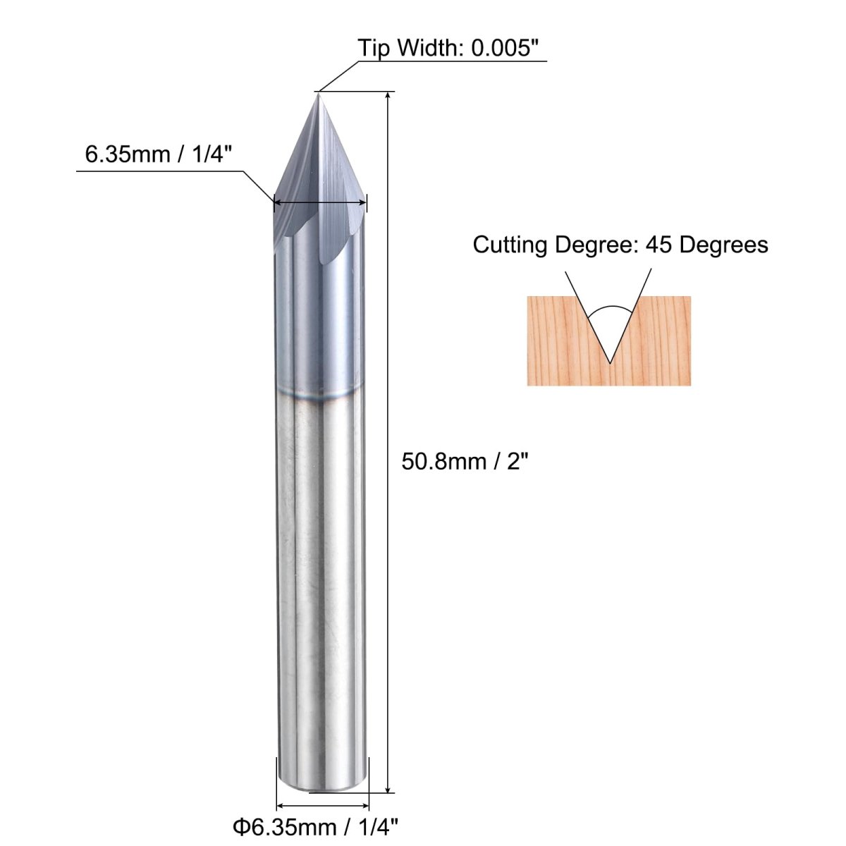 5 Pcs 45 Degrees V Groove Engraving Router Bit 1 In Shank Carbide End Mill With 4 Flutes Nano Coated Carving For Cnc Wood And