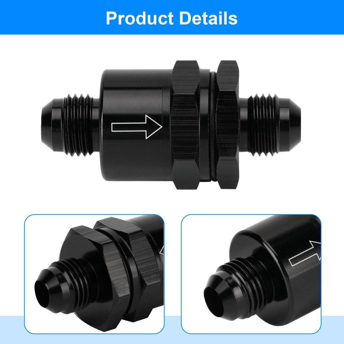 6an Male Non Return One Way Inline Check Valve Fitting Aluminum Use With Fuels Oil Coolant Air Diesel Methanol Ethanol And E85