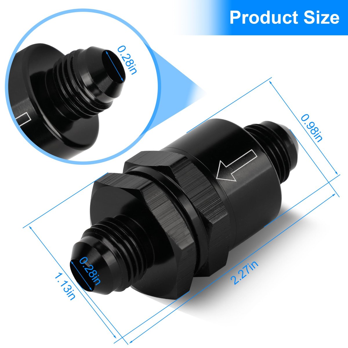 6an Male Non Return One Way Inline Check Valve Fitting Aluminum Use With Fuels Oil Coolant Air Diesel Methanol Ethanol And E85