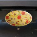 Combination Pizza Pattern With Pepperoni Olives And Onions Oval Tow Trailer Hitch Cover Plug Insert