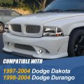 Auto Dynasty Pair Of Black Housing Amber Corner Headlight W Bumper Lamps Compatible With Dodge Dakota Durango 97-04