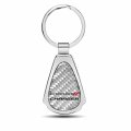 Ipick Image Made Clear Dome Real Silver Carbon Fiber Chrome Metal Teardrop Key Chain With Logo For Dodge Charger