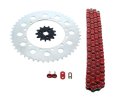 1994-1995 2000-2002 Fits Kawasaki Kx125 125 Red Chain And Sprocket Silver 12 48 110l 