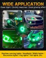 Qasim Led 1-pair Green 45smd 70mm Cob Halo Rings Car Angel Eyes Day Driving Light Decorative Fog Drl With Cover 12v 24v