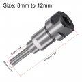 Uxcell Router Collet Extension Rod Converter Adapter 8mm To 12mm For Cnc Engraving Machine Woodworking Milling Bit