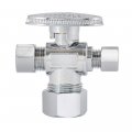 Eastman 3 8 Inch Od Compression X 1 4 5 2 Nom Quarter Turn Dual Outlet Three Way Stop Valve Chrome 48654lf 