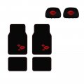 Kiss 4 Pc Carpet Floor Mats And Headrest Cover 