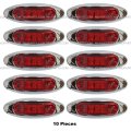 10 Pcs 4 Oval 6 Diodes Red Red Led Side Marker Light