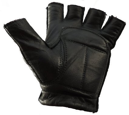 Motorcycle Biker Leather Fingerless Skull Flame Gloves 2xl