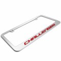 Ipick Image Made For Dodge Challenger In Red 3d Embossed Letters On Mirror Chrome Metal License Plate Frame