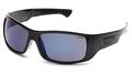 Pyramex Furix Safety Glasses Black Frame Blue Mirror Anti-fog 