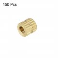 Uxcell Knurled Insert Nuts 150pcs M3 X 5mm Length 5 4mm Od Female Thread Brass Threaded Embedment Nut For 3d Printer