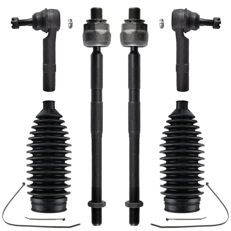Astarpro 6pc Front Tie Rod Ends 4 Inner Outer 2 Boots Kit Replacement