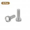Uxcell M6x16mm Knurled Thumb Screws 6pcs Brass Bolts With Shoulder Grip Knobs Fasteners Silver Tone