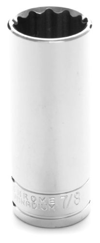 W32628 1 2 In Drive 7 8 12 Point Deep Socket Chrome Vanadium Alloy Steel Polished Nickel Plated Finish Sae Style